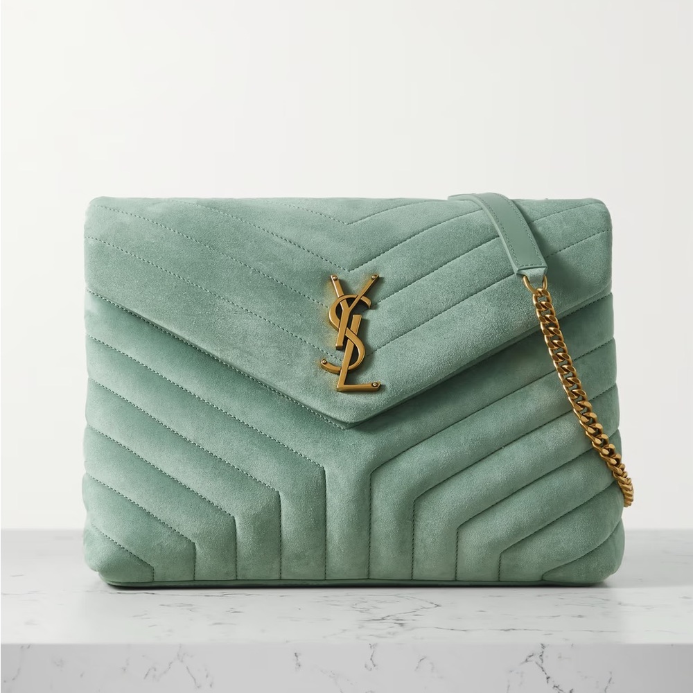 Saint Laurent - Women's Green Loulou Small Suede Shoulder Bag (NWT)